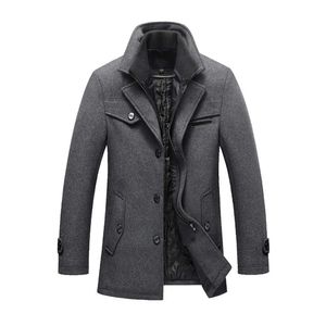 2019 드롭 배송 새로운 겨울 양모 코트 슬림 핏 자켓 남성 캐주얼 따뜻한 외부웨어 재킷과 코트 남자 Pea 사이즈 M-4XL