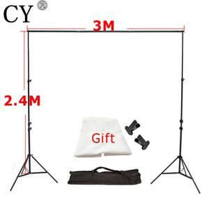 Freeshipping Photo Background 3 M x2.4 M Photo Studio Alumínio Fotografia Fundos Backdrop Sistema de Apoio Stands com Pano de Fundo Livre x 1