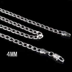 Mode 4mm sidled 925 Sterling Silver Chinder Choker Halsband för kvinnor Män Lyx Smycken Storlek 16 18 20 22 24 inches