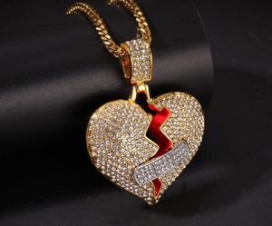 hip hop jewelry with Zircon iced out chains Vintage High grade Love heart Pendant sliver diamond jewelry wholesale mens necklace