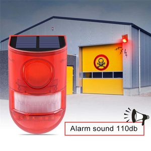 OLAR ALARM LAMP 110dB Varningsljud 6LED Rödljus IP65 Vattentät Motion Sensor Varning Ljus för Warehouse Secret Place Wall