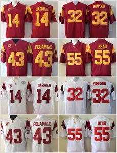 USC Trojans 14 Sam Darnold College Football Jerseys 32 O.J Simpson 55 Junior Seau 43 Troy Polamalu University Football Shirts