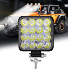 Bil LED-arbetsljus vit färg 6000K 12V-24V 16 LED 48W Traffic Day Light Auxiliary Lighting IP67 för motorcykelbil