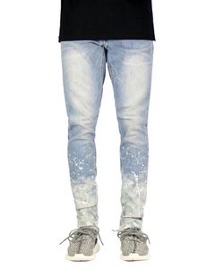 Moda-espirrando tinta designer homens jeans primavera outono zipper magro fit lápis calças jean calças