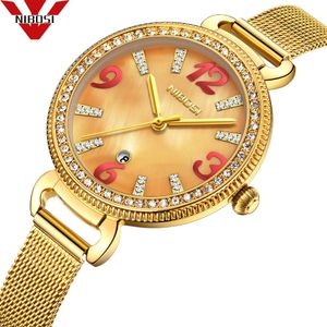 Nibosi Women Dress Watches Luxury Brand rostfritt st￥l Mesh Band Ladies Quartz titta p￥ casual armband armbandsur reloj mujer