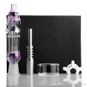 Hookahs Pink Bong Set Tube Octopus Design 14mm Mini Kit W / Titanium Nail Glass Water Tube