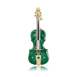 Nuovo design smalto violino spilla spille verde violino spille divertenti strumenti musicali perni per uomo donna gioielli moda regali vendita al dettaglio all'ingrosso