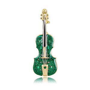 Nuovo design smalto violino spilla spille verde violino spille divertenti strumenti musicali perni per uomo donna gioielli moda regali vendita al dettaglio all'ingrosso