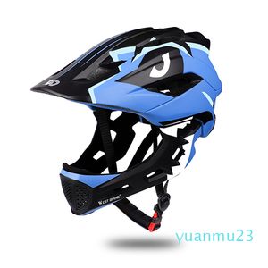 Wholesale-WEST BIKING Children Helmet Full Face Safety Riding Helmets Kid Ultralight Full Covered 2 In 1 MTB Road Kids Protection Helmet