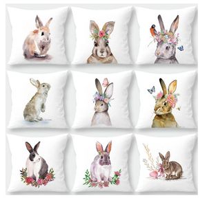 Najnowszy Wielkanocny Day Bunny Królik Peach Skóra Aksamitna Poduszki Skrzynki Transgraniczne Gorąca Sprzedaż Sofa Talii Case Poduszka Poduszka Car Pillow x42cm