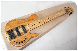 Aktiv krets Maple Fingerboard 24 Frets 6 Strängar Original Neck-Thru-Body Electric Bass Guitar med svart hårdvara