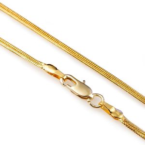 (217N) 45cm Slim Snake Chain Necklaces For Women 24k Pure Gold Plated 2 mm width Jewelry Fashion Lead and Nickel Free