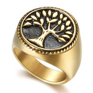 Золото из нержавеющей стали ретро -религиозные новые египетские дерево жизни кольцо египетская мода