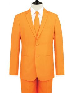 Новое прибытие Groomsmen Оранжевого Groom Tuxedos Нотч Мужские костюмы Свадебные Шафер Жених Blazer (куртка + штаны + Tie) L271