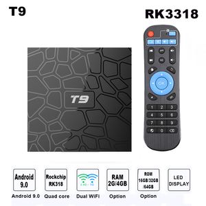 T9 안드로이드 9.0 TV 박스 스마트 TVBOX 쿼드 코어 4K 미디어 플레이어 4GB RAM 32GB / 64GB ROM H.265 2.4G / 5G WIFI USB3.0 세트 TopBox