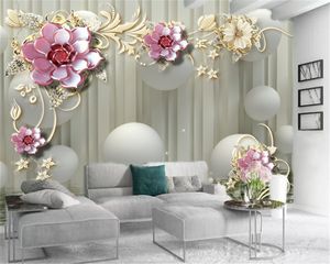 Papel de parede 3d flores delicadas com flutuantes brancos e diamantes premium interior decoração interior papel de parede
