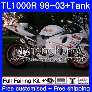 + خزان للSUZUKI SRAD TL1000R 1998 1999 2000 2001 2002 2003 304HM.66 TL 1000R TL1000 R TL 1000 R الأبيض HOT الساخنة 98 99 00 02 03 01 هدية