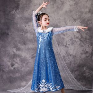 Princesa do partido de Halloween vestido bebê meninas Cosplay Costume Meninas lantejoulas elegante vestido Snow Queen 2 vestido com removível Manto M1663