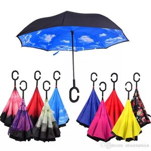 2017 Creative Inverted Obbrellas Double strato con maniglia C all'interno dell'ombrello antivento inverso 34 Colori Spedizione veloce di DHL in stock