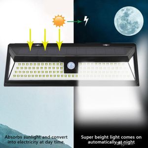 66/90/118/136LEDs 3 Mode Waterproof LEDs Solar Light Outdoor Garden Light PIR Motion Sensor Emergency Security Wall Solar Powered Lamp