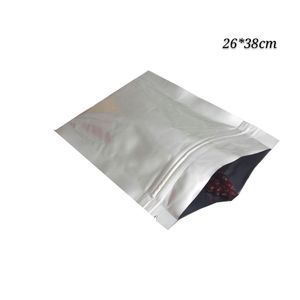 26*38cm 100% Aluminum Foil Zipper Seal Silver Mylar Bag Big Size Dry Food Storage packing bags for Homemade Cookies Coffee Resealable