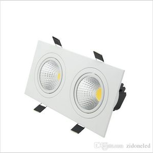 Kvadratisk försänkt LED Dimbar Down Lights 2 Head LED Downlight COB 10W / 14W / 18W / 24W LED Spotlight taklampa AC85-265V
