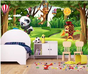 3d papel de parede estereoscópico Animal parque animal mobilização floresta de madeira dos desenhos animados mural sala de crianças