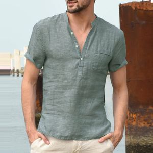Botão de colar de manga curta de verão respirável Camisas sexy v pesco