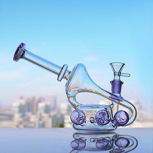 Narguilés de caveira Vidro Dab Rigs Óculos Cachimbos de água Cachimbos de água Perc Heady Glass Water Bong com tigela de 14 mm