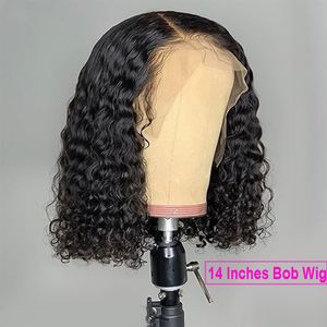 Hd transparent full lace curly bob human hair wigs invisible fine swiss lace front short frontal wig 130%