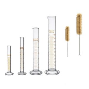 Forniture da laboratorio Set di cilindri graduati in vetro spesso da 5 ml 10 ml 50 ml 100 ml Tazza di vetro con due spazzole