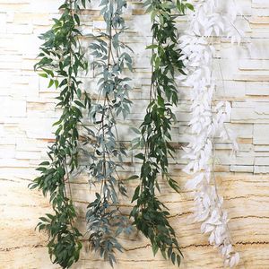 Hem Bröllopsinredning Hängande Blommor Rattan Konstgjorda Ivy Leaf Garland Evergreen Vine Plants Fake Green Plants Rattan 1,65m DH0916