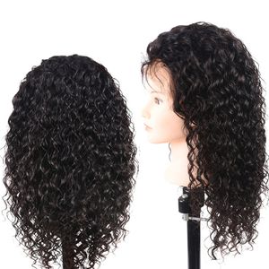 Peruca de cabelo humano frente de renda onda de água para mulheres peruca peruana 150% remy peruca pré arrancada linha fina natural