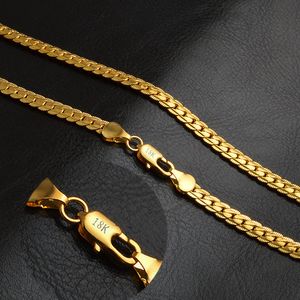 20inch Luxury Fashion Figaro Link Chain Necklace Women Mens Jewelry 18K Real Gold Plated Hip-hop Chain Necklaces wholesale