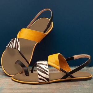 2020 Womens Sandals zebra print summer Flat Heel Flip-Flops Slip-On Sandals Casual Sandals Shoes zapatos de mujer Beach