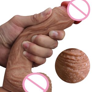 Skin Feeling Vibrator Realistic Dildo Soft Silicone Huge Big Penis Suction Cup Sex Toys for Woman Strapon Female Masturbation Y201118