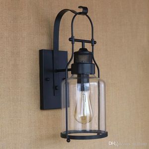 glass shade wall sconce lamp American country bar cafe restaurant hotel loft home dinning room bedside bedroom vintage iron light