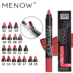 Menow 19 Color KISS PROOF Sexy Beauty Waterproof Lipstick Pen Lasting Do Not Fade Lipstick Gift 1Pcs Pencil Sharpener