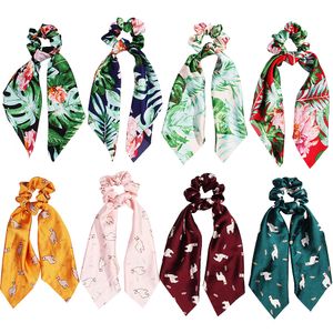 Women Girl Elastic Hairbands Scrunchie Streamer Accessories Scrunchies summer flowers Animal Turban Ponytail Holder Hair Ties 20pcs F507B