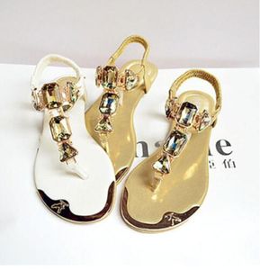 Venda quente-mulheres sandal 2019 designer praia verão flip flops pu sapatas de borracha de couro moda strass sandal zapatos mujer