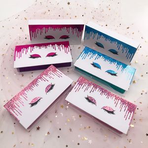 New Arrival Eyelashes Caixa de Embalagem Glitter Eye Box para 3D 5D Mink Eyelashes Etiqueta Privada Costume Chapel