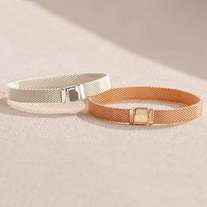 NYTT 18K roséguld klockarmband Herr Kvinnor Handkedja Reflexioner Armbandsset Originalbox för Pandora 925 Sterling Silverarmband