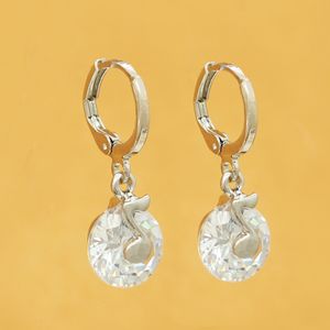 Schmucküberzug Silber weiß rund Zirkon Silber Ohrringe Ohrringe Europa und die Vereinigten Staaten Mode Temperament weibliches Geschenk