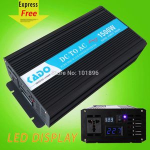 Freeshipping Factory Offer Double LED Display 1500W Kontinuerlig 3000W Peak Pure Sine Wave Off-Grid High Frequency Power Inverter