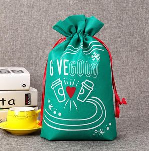 Christmas Gift Drawstring Bags Sack Reusable Holiday Presents Wrapping Toy Treasure Gift Ribbon Bags Event XMAS Party favor Decor Non-woven