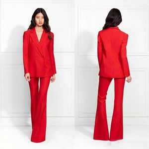 Düğün için gelin Suits Slim Fit Kadınlar Çalışma Pantolon Suits Red Anne Bayanlar Parti Akşam Giyim (Ceket + Pantolon)