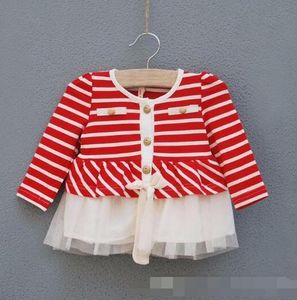 2-6 Jahre Mädchen Baby Tutu Streifen Dreess Kinder Langarm gestreiftes Kleid Kinderrock Hemdkleid Markenkleidung