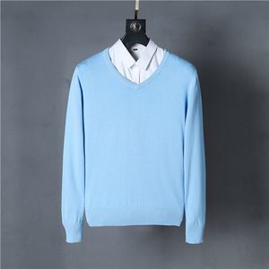 Fashion-Men's V-Neck Tröjor 100% Bomull 12 Färger 1pcs / Lot Plus Storlek S-XXL Män Knited Pullover Drop Shipping