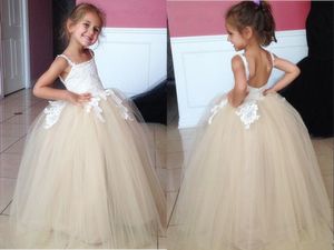 Tiered Skirt Flower Girl Dress Beaded Lace Hollow Back Gown For wedding Custom Made Floor Length Bow Lovely Baby Dresses