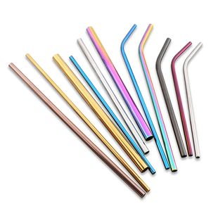 50pcs/lot Free shipping Reusable Drinking Straw Silver Gold colorful Stainless Steel Straw Cleaner Brush package bag